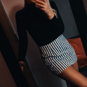 Blue and White Striped Skirt